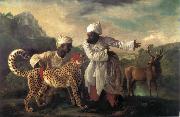 Edvard Munch Cheetah and Stag with two indians oil painting